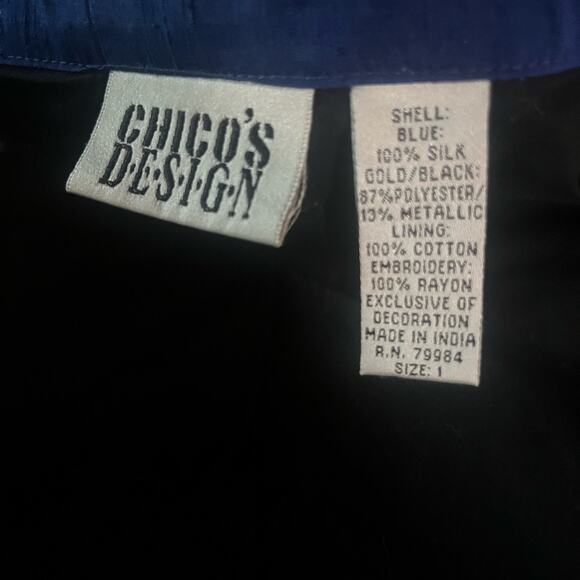 Vtg 90s Chicos Silk Artsy Boho Metallic Striped Glam Button Eclectic Jacket M - Picture 7 of 7